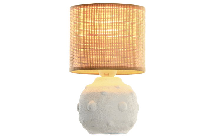 DKD Home Decor Lámpara de sobremesa de cerámica y fibra Blanco DKD Home Decor Lámpara de sobremesa de cerámica y fibra Blanco