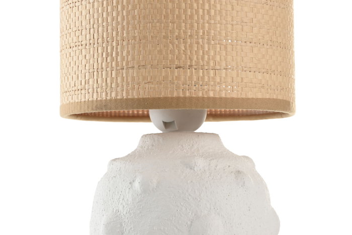 DKD Home Decor Lámpara de sobremesa de cerámica y fibra Blanco DKD Home Decor Lámpara de sobremesa de cerámica y fibra Blanco