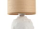 DKD Home Decor Lámpara de sobremesa de cerámica y fibra Blanco