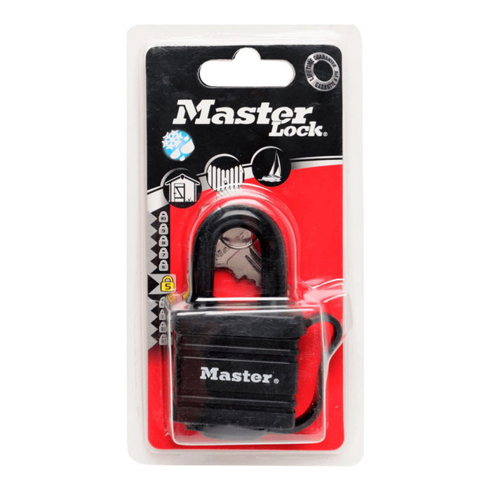 Master Lock Candado de acero laminado y protección termoplástica, 40 mm