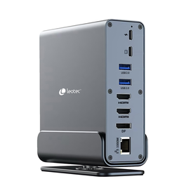 LEOTEC Docking Station 15 en 1 LEDS06 Hub Universal Aluminio USB-C PD 100W 3x4K@60Hz HDMI DP RJ45 SD/TF