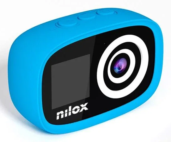 Nilox ACTION CAM KIDS - Cámara de acción infantil con pantalla LCD 2", Full HD 1280x960p, 12 MP CMOS, resistente agua IP67, color Azul