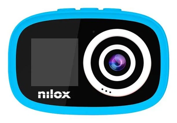 Nilox ACTION CAM KIDS - Cámara de acción infantil con pantalla LCD 2", Full HD 1280x960p, 12 MP CMOS, resistente agua IP67, color Azul