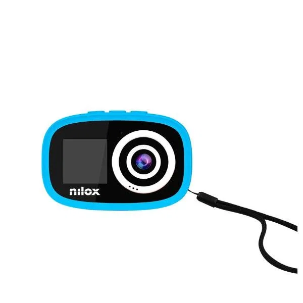 Nilox ACTION CAM KIDS - Cámara de acción infantil con pantalla LCD 2", Full HD 1280x960p, 12 MP CMOS, resistente agua IP67, color Azul