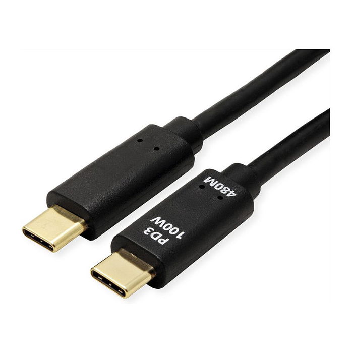 VALUE 11.99.8308 Cable USB C a USB C 2.0, 1 m, Negro, 0.48 Gbit/s, Power Delivery 100W VALUE 11.99.8308 Cable USB C a USB C 2.0, 1 m, Negro, 0.48 Gbit/s, Power Delivery 100W