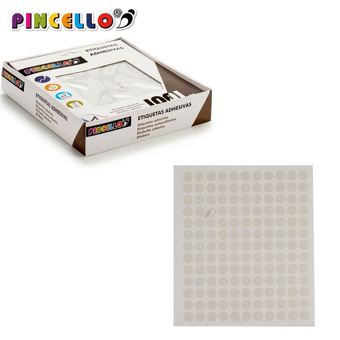 PINCELLO Etiquetas Adhesivas Diam 10 mm 7 Páginas (Set de 120)