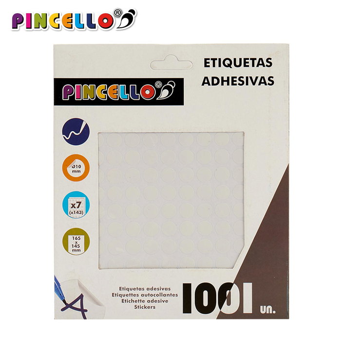 PINCELLO Etiquetas Adhesivas Diam 10 mm 7 Páginas (Set de 120)