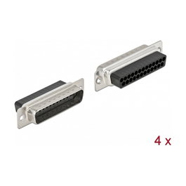 DeLOCK Conector D-Sub 25 Pin Macho de Metal, 4 piezas
