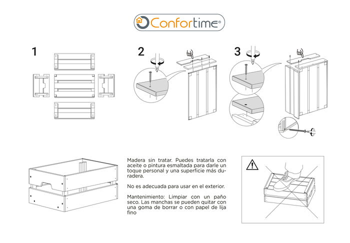 Inde Caja Madera Apilable 31 cm x 23 cm x 15 cm (4 Unidades)