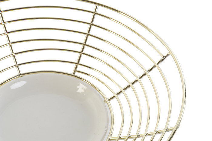 DKD Home Decor Centro de Mesa Dorado Metal y Cerámica 24.7 x 24.7 x 8.4 cm (2 Unidades)