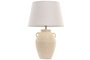DKD Home Decor Lámpara de Sobremesa de Gres y Lino Blanco Rozado