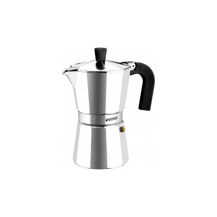 Monix M620006 Cafetera Italiana Manual de 6 Tazas en Aluminio con Interior Antiahderente y Diseño Ergonómico