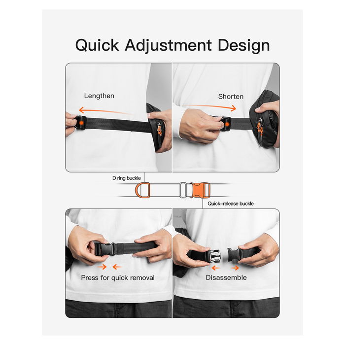 Inateck FB01002 Riñonera Unisex de Poliéster Negra 24.5cm x 14cm x 5.5cm