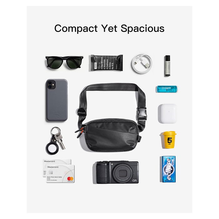 Inateck FB01002 Riñonera Unisex de Poliéster Negra 24.5cm x 14cm x 5.5cm