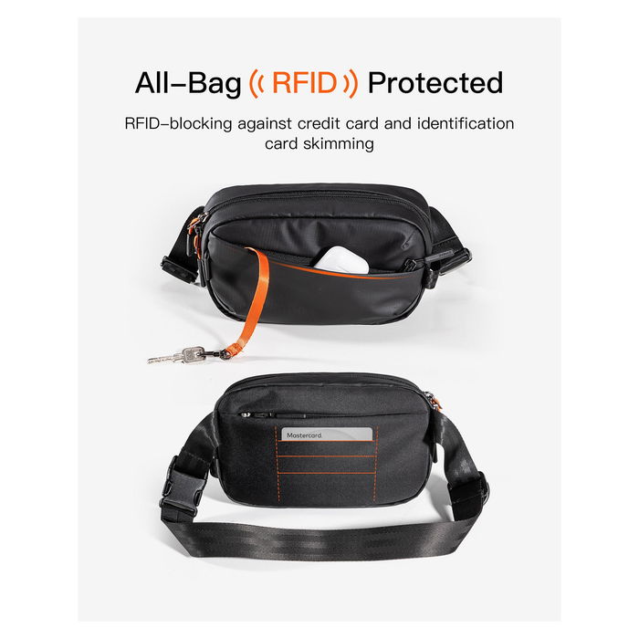 Inateck FB01002 Riñonera Unisex de Poliéster Negra 24.5cm x 14cm x 5.5cm