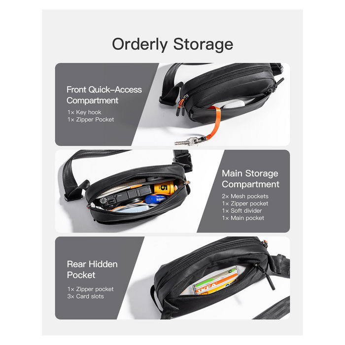 Inateck FB01002 Riñonera Unisex de Poliéster Negra 24.5cm x 14cm x 5.5cm