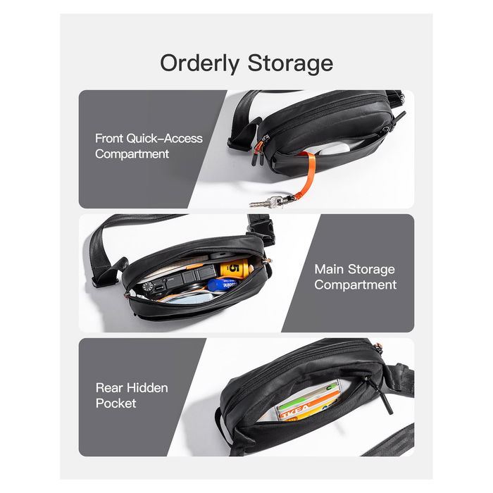 Inateck FB01002 Riñonera Unisex de Poliéster Negra 24.5cm x 14cm x 5.5cm