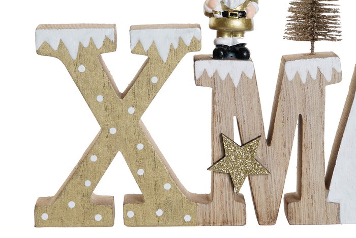 DKD Home Decor Decoracion Navidad Moderna Blanco Dorado Madera 2 x 16 x 24 cm (6 Unidades)