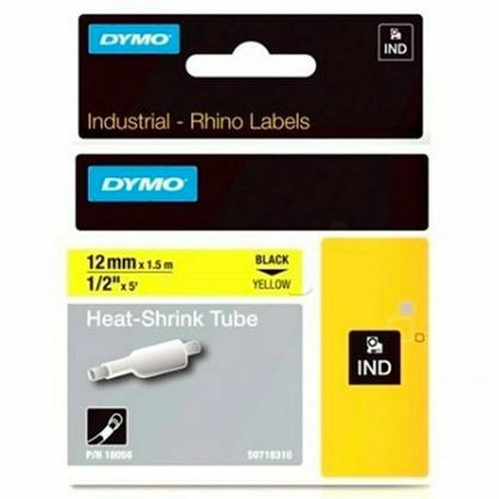 Dymo Rhino ID1-12 Cinta Termorretráctil Negro sobre Amarillo 12mm x 1,5m Dymo Rhino ID1-12 Cinta Termorretráctil Negro sobre Amarillo 12mm x 1,5m