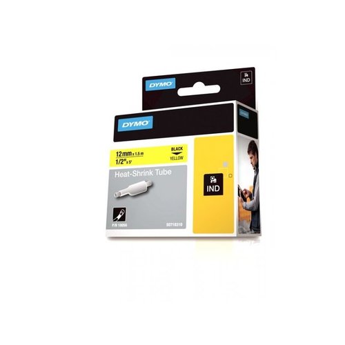 Dymo Rhino ID1-12 Cinta Termorretráctil Negro sobre Amarillo 12mm x 1,5m Dymo Rhino ID1-12 Cinta Termorretráctil Negro sobre Amarillo 12mm x 1,5m