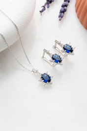 Heliophilia Silver NRZ999194 Conjunto Collar y Pendientes Plata de Ley 925 Blanco y Azul