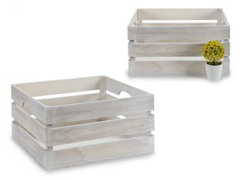 Giftdecor Caja Blanco Envejecido 41 cm x 31 cm x 20 cm Madera Álamo Cuerda Hilo (Set de 9)