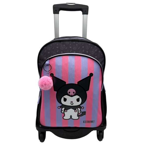 Toybags Mochila Primaria Doble Compartimento Kuromi con Carro Negro T963 Toybags Mochila Primaria Doble Compartimento Kuromi con Carro Negro T963