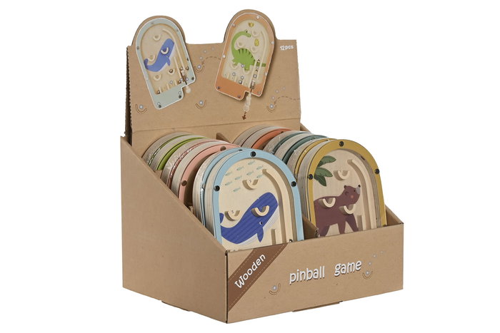 DKD Home Decor Juego Niños Multicolor Madera Pinball 1.5 x 14 x 9 cm (12 Unidades)