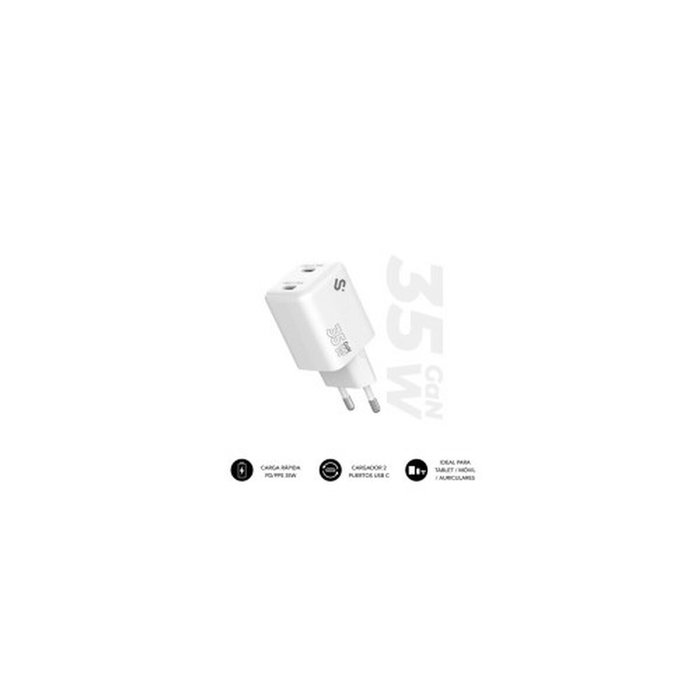 Subblim Cargador GaN 35W con Doble Puerto USB-C Blanco