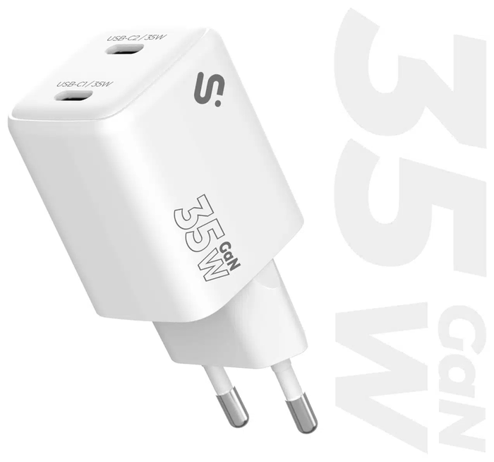 Subblim Cargador GaN 35W con Doble Puerto USB-C Blanco