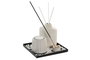 DKD Home Decor Set de Decoración de 3 Piezas con Jarrón Mikado y Portavelas en Cerámica, 14x14x10 cm
