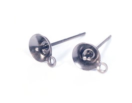 Innspiro Pendiente metálico para incrustar cono aguja anilla plateado envejecido 5,0x13,5mm
