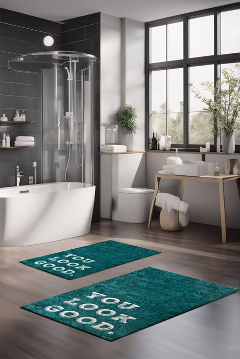 Mijölnir CT-5417 Juego de 2 Alfombrillas de Baño Antideslizantes Antibacterianas 40x60cm y 60x100cm Polyester Lavable a Máquina Mijölnir CT-5417 Juego de 2 Alfombrillas de Baño Antideslizantes Antibacterianas 40x60cm y 60x100cm Polyester Lavable a Máquina