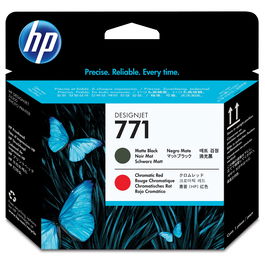 HP CE017A Cabezal de Impresión Original 771, Negro Mate y Rojo Cromático, Capacidad Estándar, Paquete de 1