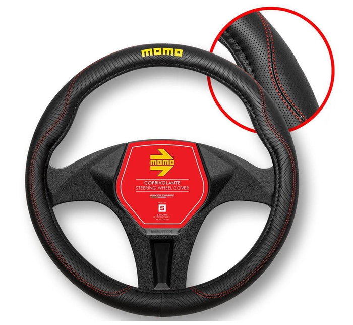 Momo Funda Volante SWC011BR Comfort Black-Red Pu S 38 cm-39 cm