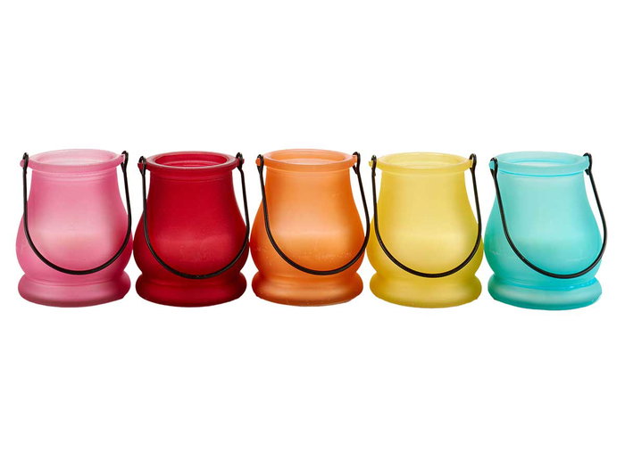 Ibergarden Vela Citronela con Asa Surtido 6 Colores Rosa, Naranja, Azul, Amarillo, Verde, Rojo Uso Exterior (Set de 27)