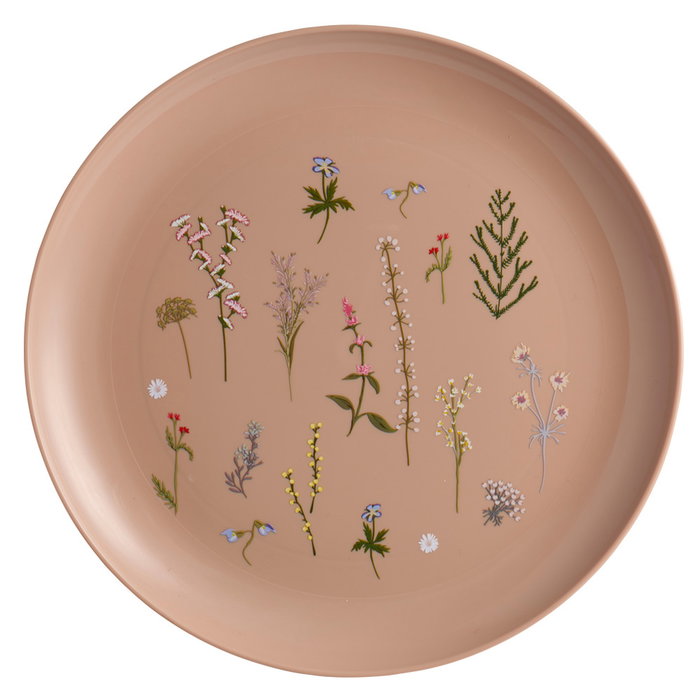 Day Juego de 4 Platos 25 cm Colores Surtidos Arena Natural Verde Musgo Amarillo Arena Ilustraciones de Plantas