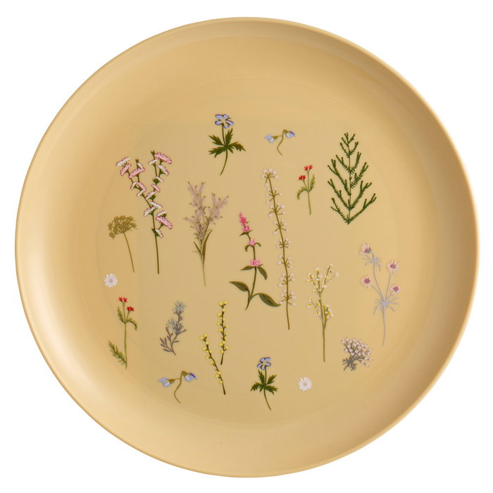 Day Juego de 4 Platos 25 cm Colores Surtidos Arena Natural Verde Musgo Amarillo Arena Ilustraciones de Plantas