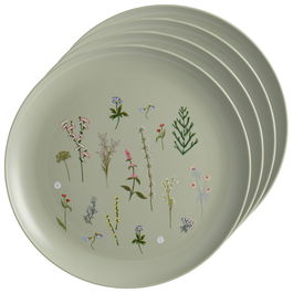 Day Juego de 4 Platos 25 cm Colores Surtidos Arena Natural Verde Musgo Amarillo Arena Ilustraciones de Plantas