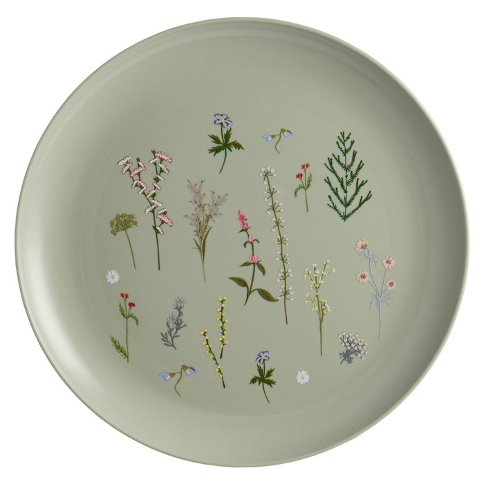 Day Juego de 4 Platos 25 cm Colores Surtidos Arena Natural Verde Musgo Amarillo Arena Ilustraciones de Plantas