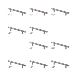 Emuca Lote de 10 tiradores para mueble Orlando, L252mm, intereje 192mm, Acero, Níquel satinado