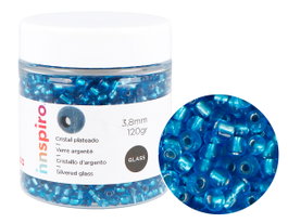 Innspiro Rocalla de Vidrio Redonda Plateado Azul Náutico 3,8mm 120g