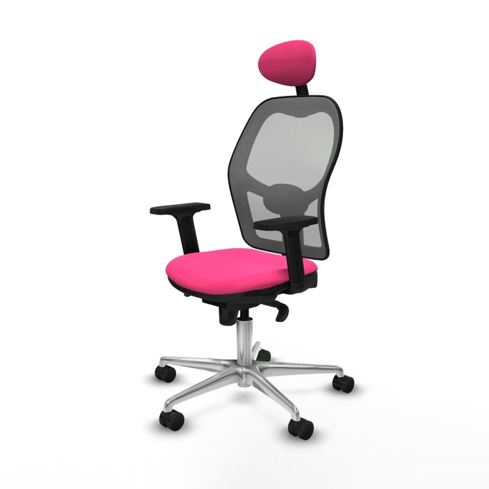 PIQUERAS Y CRESPO Silla de oficina Jorquera Rosa y Gris con mecanismo Sincro