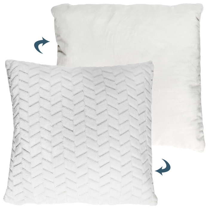Home Deco Factory Cojín decorativo Chevron Blanco 40x40 cm, Colección Natural en poliéster
