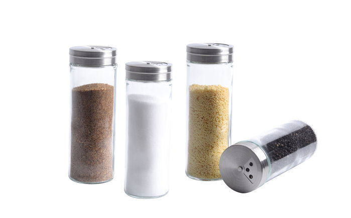 Inde Especiero de Vidrio con Tapa Inox, 5 Botellitas, 170 ml (Pack de 24 Unidades)