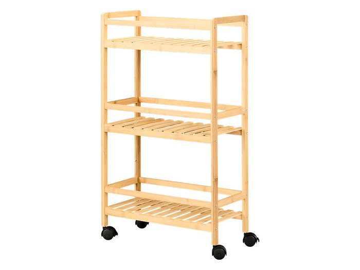 Kinvara Carro Cocina 3 Niveles Estrecho Bambú y Plástico Natural 84.5x6x23 cm Kinvara Carro Cocina 3 Niveles Estrecho Bambú y Plástico Natural 84.5x6x23 cm