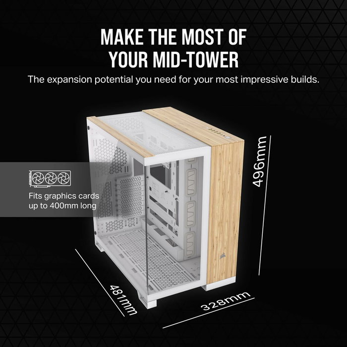 Corsair CC-9011284-WW Carcasa de Ordenador Midi Tower Bamboo, Blanco