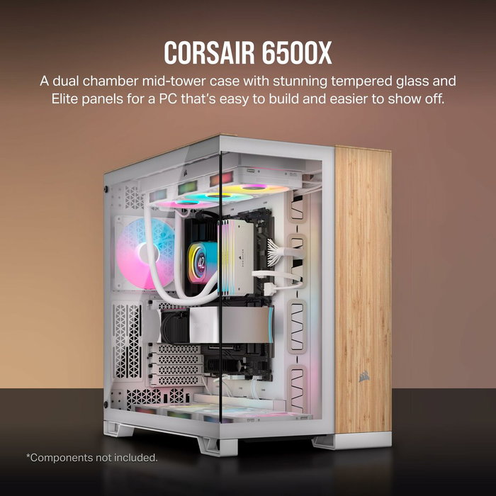 Corsair CC-9011284-WW Carcasa de Ordenador Midi Tower Bamboo, Blanco