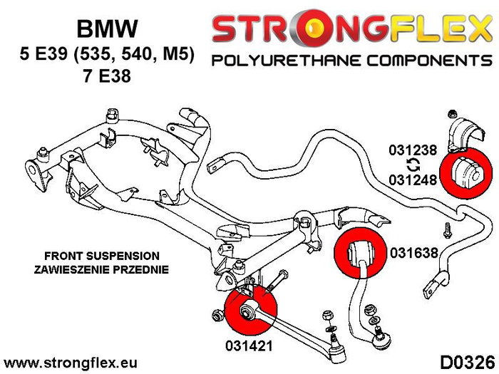 StrongFlex 031421A Silentblock para Brazo de Control de Track Delantero Interior