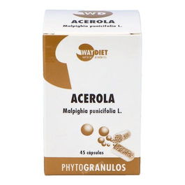 WAYDIET NATURAL PRODUCTS Acerola Vitamina C 45 Cápsulas con Alto Contenido de Vitamina C para el Sistema Inmune